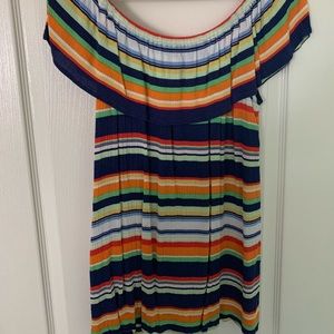 Summer colors ruffled off the shoulder top